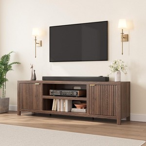 Fluted TV Stand for 80 Inch, Modern Entertainment Center with Storage, Wooden Media Console Cabinet - 1 of 4