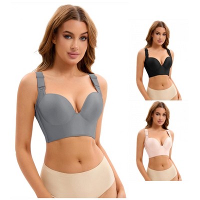 INSPIRE CHIC 3 Pcs Women's Wirefree Convertible Tummy Control 6 Hooks Push Up Bras
