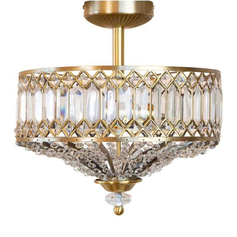 15.25&#34; Glass/Metal Tiered Jeweled Semi Flush Mount Ceiling Lights - River of Goods, 3 of 14