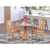 Dining Table Set with 2 Chairs, Round Dropleaf Kitchen Table, Solid Rubberwood, Saddle Brown Finish, 42x42 Inch - 2 of 4