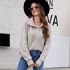 Coolmee Women's Sweaters Fall Fashion Loose Quarter Zip Pullover Collared Long Sleeve Cable Knit Winter Clothes - 3 of 4