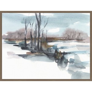 30"x23" Amanti Art Winter Stream Watercolor II by Ethan Harper Framed Canvas Wall Art - 1 of 4