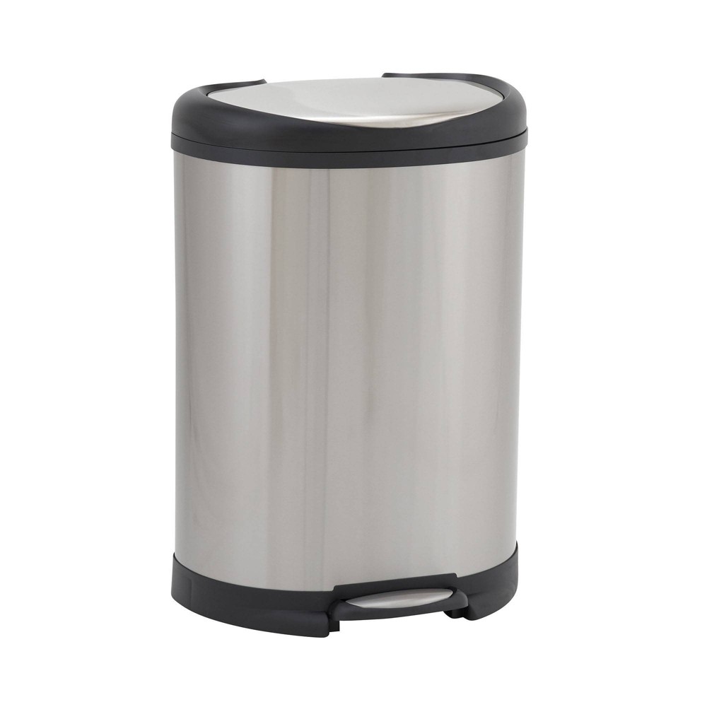 Household Essentials 50L Oval Design Trend Step Trash Can Stainless Steel