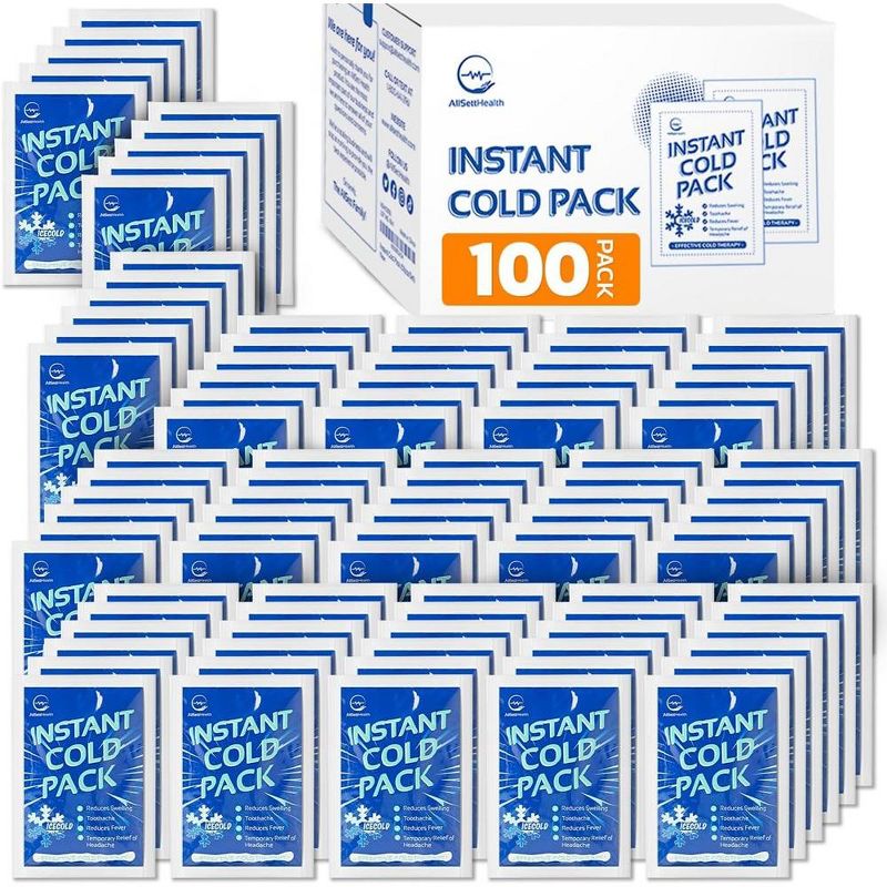 Allsett Health Instant Ice Cold Pack (6” x 4.5”) - Disposable Instant Ice Packs for Injuries | Cold Compress Ice Pack for Pain Relief, Blue, 1 of 8