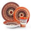 16pc Stoneware Citrus Kaleidoscope Dinnerware Set Orange - Elama: Round Dishware Set, Service for 4, Microwave & Dishwasher Safe - 2 of 4