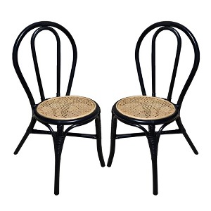 VYNXARIA Set of 2, 15.5*20.5*35.5" Black Rattan Dining Chair - 1 of 4