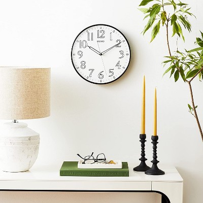 Seiko 12 Inch Black Framed Luminous Wall Clock
