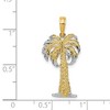 Black Bow Jewelry 14k Yellow Gold, White Rhodium Polished and Textured Palm Tree Pendant - 4 of 4