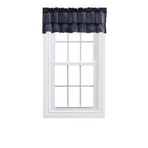 Ellis Stacey 1.5" Rod Pocket High Quality Fabric Solid Color Window Ruffled Filler Valance 54"x13" Navy - 1 of 4