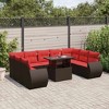 vidaXL 10 Piece Garden Sofa Set with Cushions Brown Poly Rattan - Brown without storage - 2 of 4