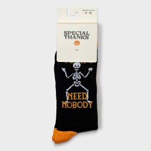 Men's Special Thanks Halloween I Don't Need Nobody Crew Socks - 6-12 - 1 of 3