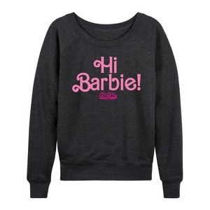 Women's - Barbie - Hi Barbie Lightweight French Terry Wide Neck Long Sleeve Shirt - 1 of 4