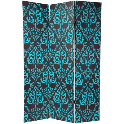 6' Tall Double Sided Damask Room Divider - Oriental Furniture