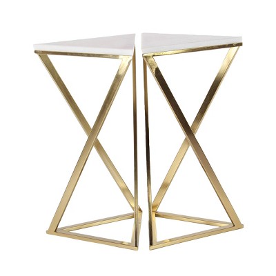 Set of 2 Hourglass Accent Tables Gold - Olivia & May