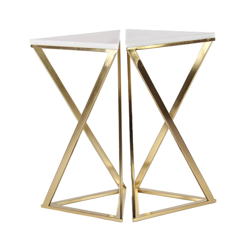 Photos - Coffee Table Set of 2 Hourglass Accent Tables Gold - Olivia & May