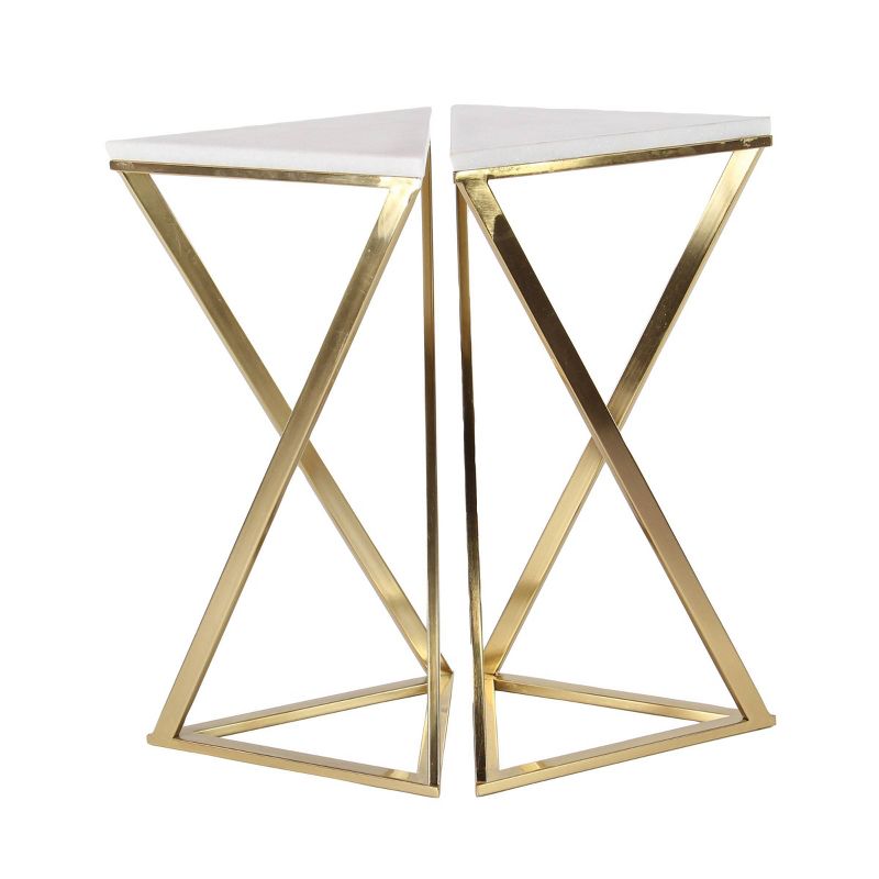 Set of 2 Hourglass Accent Tables Gold - Olivia &#38; May, 1 of 6