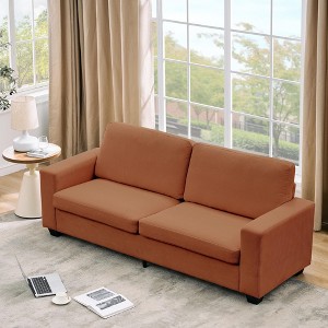 87" Corduroy Couch, 3 Seater Deep Seat Sofa with Wide Armrests, Sturdy Structure, Easy Assembly, Cloud Sofa for Living Room or Apartment - 1 of 4