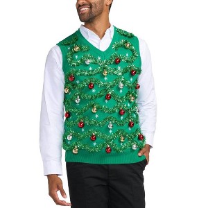 Tipsy Elves Gaudy Garland Ugly Christmas Sweater Vest - Funny Ugly Christmas Sweater for Holiday Parties - 1 of 2