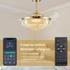Ludomide 52 Inch Crystal Ceiling Fan with Light and Remote Modern Dimmable Gold Fandelier Invisible Retractable Chandelier Fan for Bedroom Living Room - 2 of 4