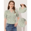 INSPIRE CHIC Women's Button Decor Short Sleeve V-neck Ruffle Blouse - 2 of 4