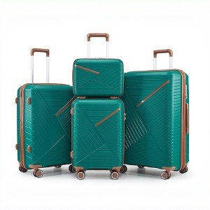 NAYSAYE Luggage Sets 4 Piece 14 20 24 28 Expandable Lightweight PP Suitcase with Four Double Silent Spinner Wheels TSA Lock, Green, 18.3"*10.8"*29" - 1 of 4