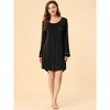 Allegra K Women's Soft Long Sleeve Mini Lounge Dress Nightgown - 3 of 4