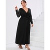 Plus Size Formal Maxi Dress for Curvy Women Wrap V Neck Dress Wedding Guest Dresses Lace Long Sleeve Fall Dress - 4 of 4