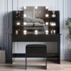 Vanity Desk With 10 LED Light Mirror, Wooden Makeup Vanity Desk With 2 Drawers 4 Open Shelves Cushioned Stool, Dressing Table For Bedroom - 4 of 4