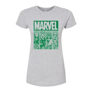 Women's - Marvel - St. Patrick's Day Green Grid Fitted Graphic T-Shirt - 1 of 3