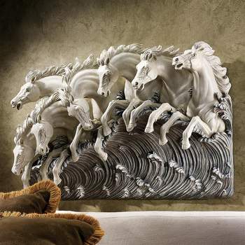 Design Toscano Neptune's Horses of the Sea Sculptural Wall Frieze