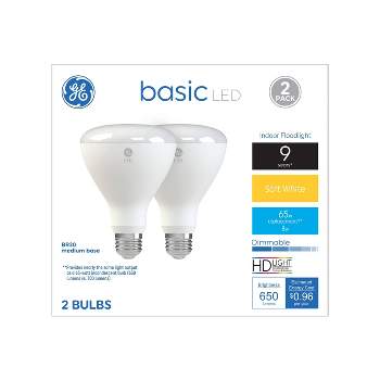 GE 2pk 8 Watts Soft White Medium Base LED Basic Indoor Floodlight Bulbs