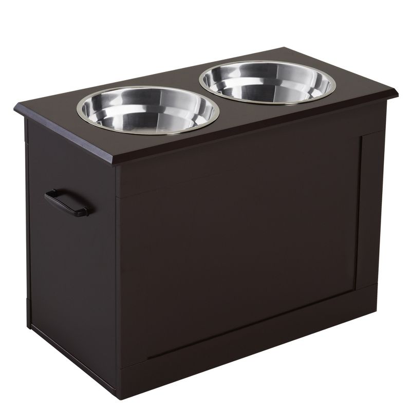 PawHut Raised Pet Feeding Storage Station with 2 Stainless Steel Bowls Base for Large Dogs and Other Large Pets, 1 of 7