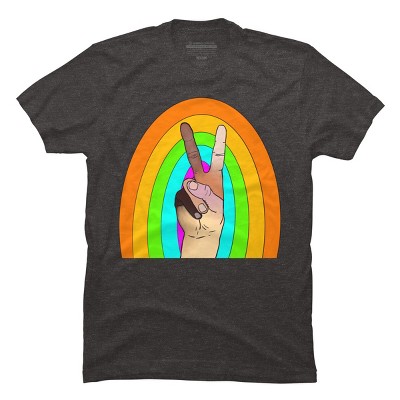 Design By Humans Peace Hand Symbol Stripes By PaperRescueDesigns T-Shirt