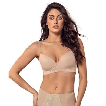 Allegra K Women's Push Up Wide Straps Wireless Bras and Panty Set,  Available in Plus Size Beige 36B