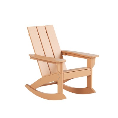 Teak Semi-Glossy Plastic Adirondack Outdoor Rocking Chair