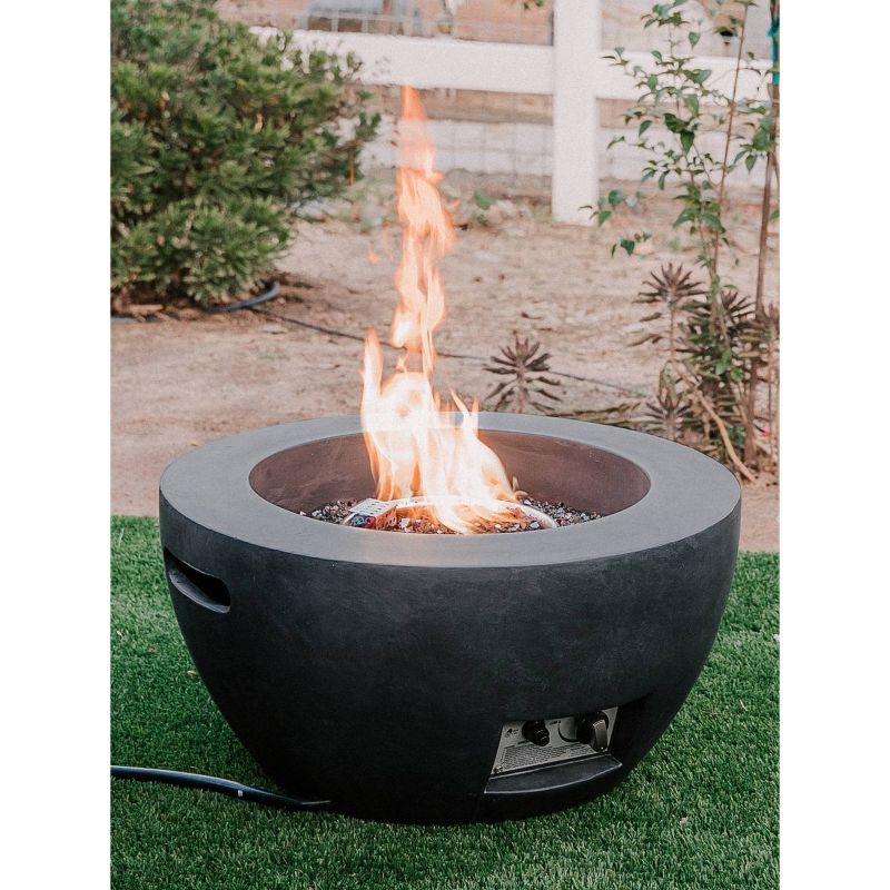 Kante 25&#34; Outdoor Round Concrete &#38; Metal Propane Gas Smokeless Bowl Fire Pit Table - Charcoal - Rosemead Home &#38; Garden, Inc., 5 of 10