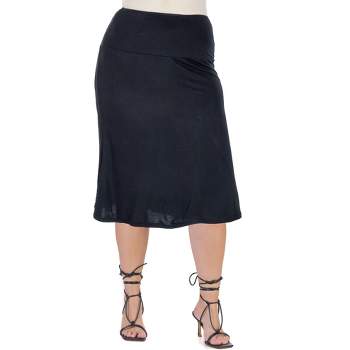 24seven Comfort Apparel A Line Elastic Waist Knee Length Plus size Skirt