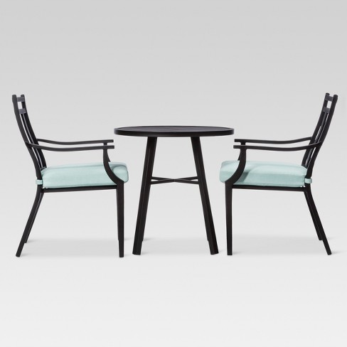 Fairmont 3pc Steel Patio Bistro Set Aqua Threshold Target