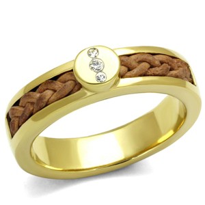 Slickblue IP Gold Stainless Steel Ring for Women Featuring Clear Simulated Crystal, Size 5-10 - 1 of 4