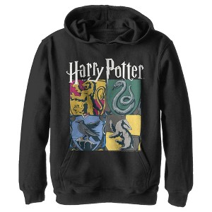 Boy's Harry Potter Hogwarts Houses Vintage Collage Pull Over Hoodie - 1 of 4