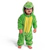 Joyfy Toddler Dinosaur Costume - Green One-Piece Hooded Jumpsuit, Zip-Up Baby Dino Outfit for Halloween & Play - 3 of 4