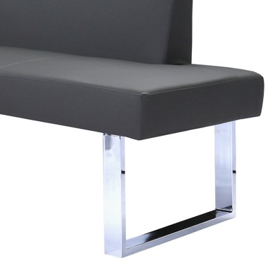 Contemporary Gray Faux Leather Corner Sofa with Chrome Finish