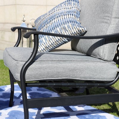 Gray Steel Outdoor Patio Lounge Chairs with Cushions