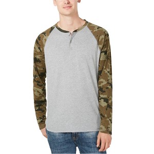 American Rag Mens Camo Raglan Sleeve Henley Shirt - 1 of 1