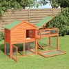 vidaXL Rabbit Hutch Brown, Green Solid Pine Wood, Plywood - 2 of 4