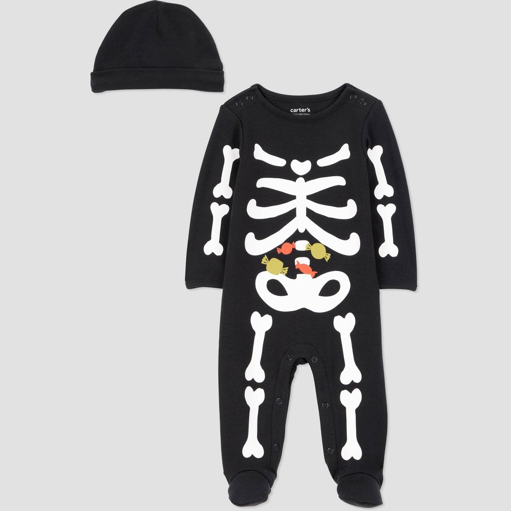 Carter's Just One You® Baby 2pc Halloween Skeleton Sleep N' Play with Hat - Black Newborn