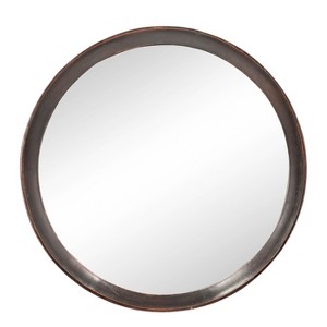 CAVINAS Round Wall Mirrors with Solid Mango Wood Frame,Transitional Wall-Mounted Mirror,Decorative Mirror for Bathroom,Living Room - 1 of 4