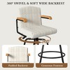 VECELO Bar Stools with Backs & Arms Set of 2, Counter Height Barstools Set with Tufted Upholstery & Footrest Ring, White/Brown - 4 of 4