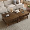 31.5" Square Lift-Top Coffee Table with Storage, Fluted Design, Hydraulic Lift Mechanism, Solid Wood Legs for Living Room - Koiai - 3 of 4