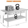 60" X 24" Stainless Steel Workbench, with 2 Drawers, Paper Towel Holder, Metal Dining Prep Table, Kitchen Drawer Organizer - 2 of 4